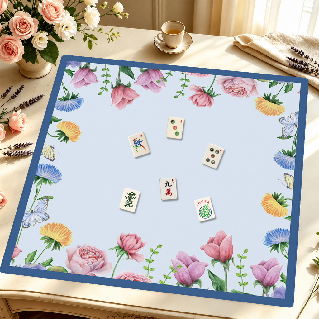 Full Bloom  | Blue mahjong mat — Styled Tile Table