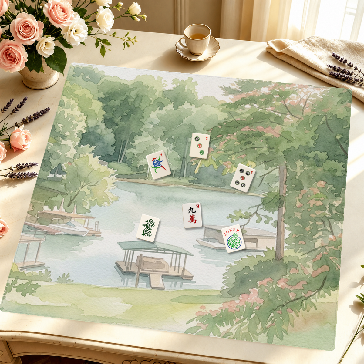 Gail's Cove mahjong mat — Styled Tile Table