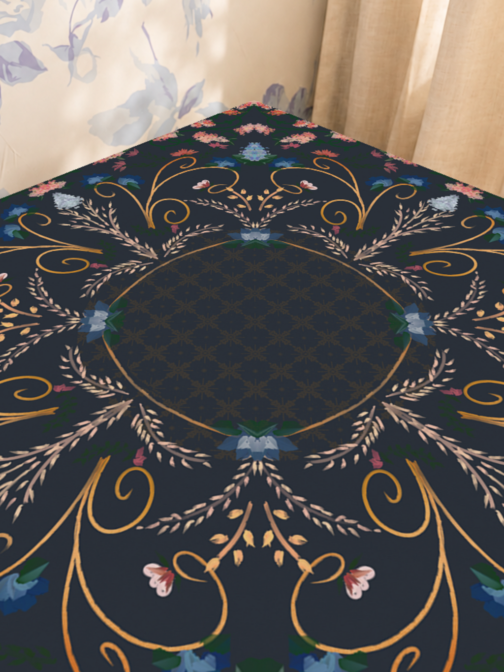 Garden at Midnight mahjong mat — Sunlit Close-up