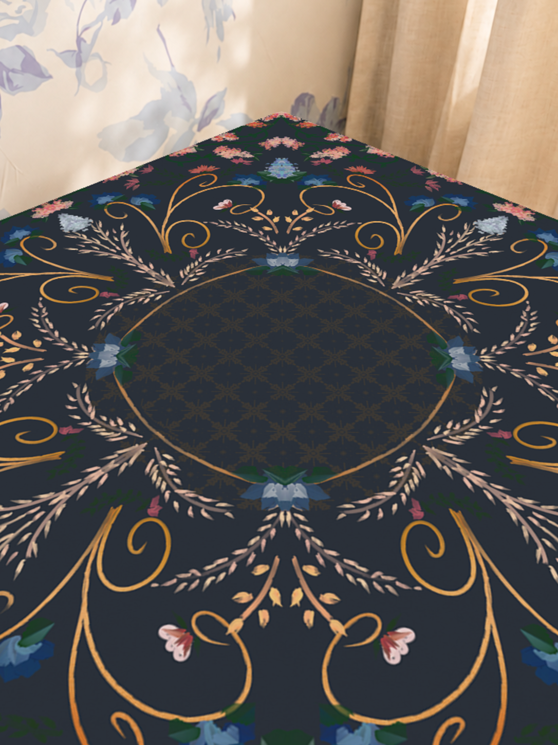 Garden at Midnight mahjong mat — Sunlit Close-up