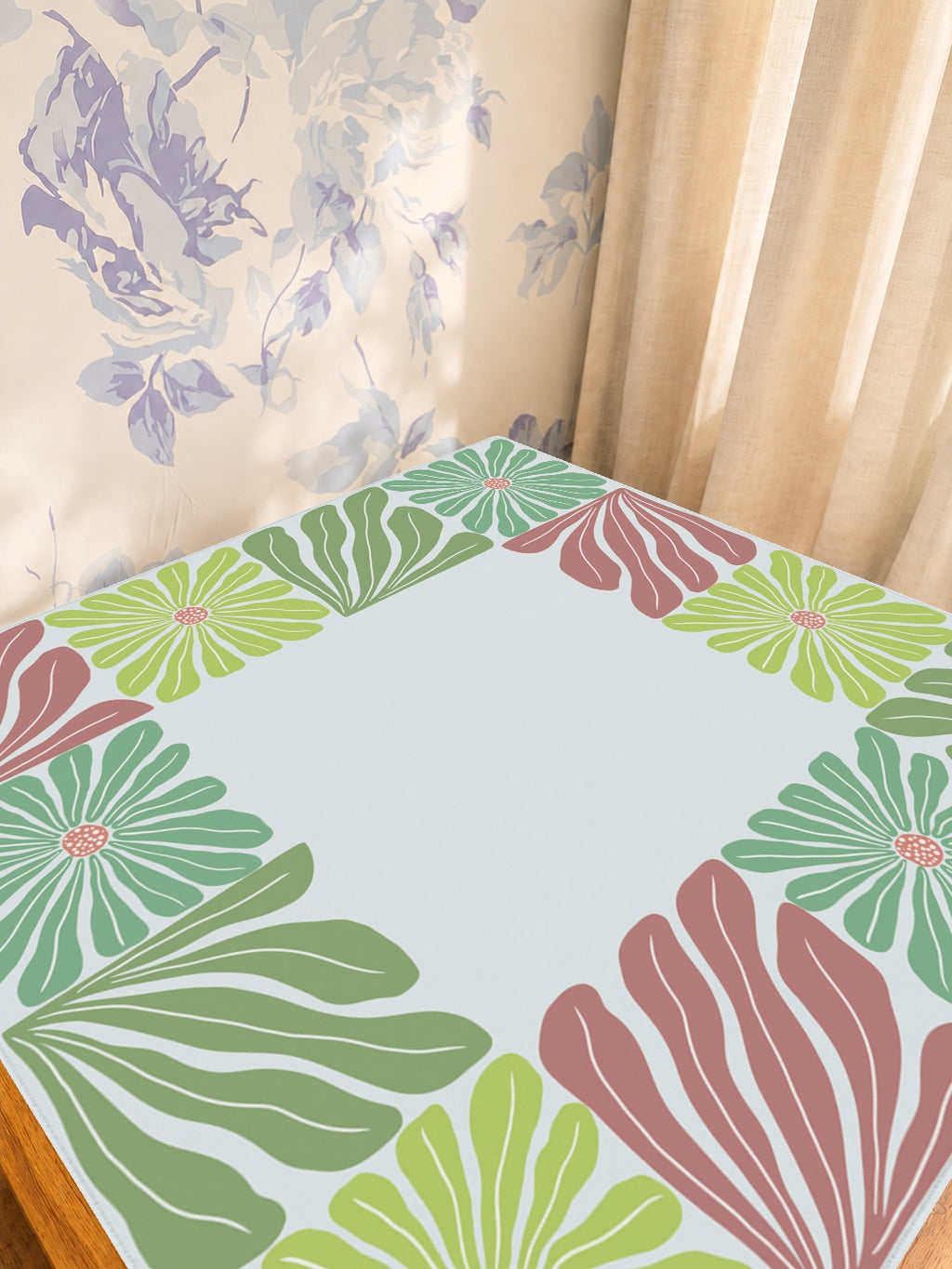 Mahjong by SI™ Garden Grid | Green Mahjong Mat — Sunlit Detail [studio-detail-square]