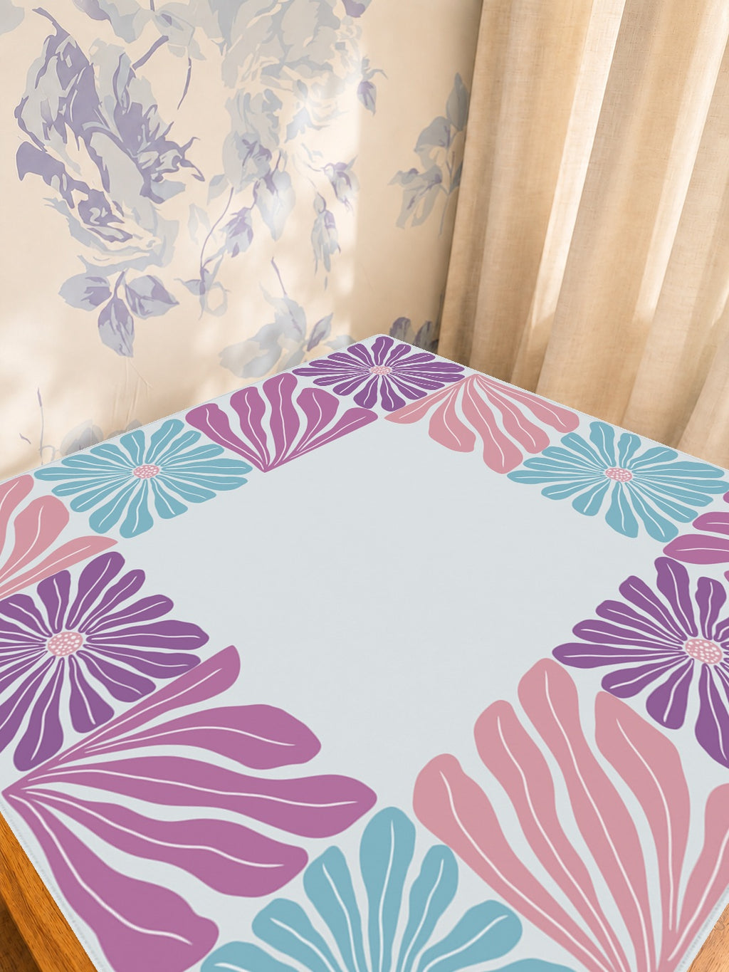 Mahjong by SI™ Garden Grid | Pink Mahjong Mat — Sunlit Detail [studio-detail-square]