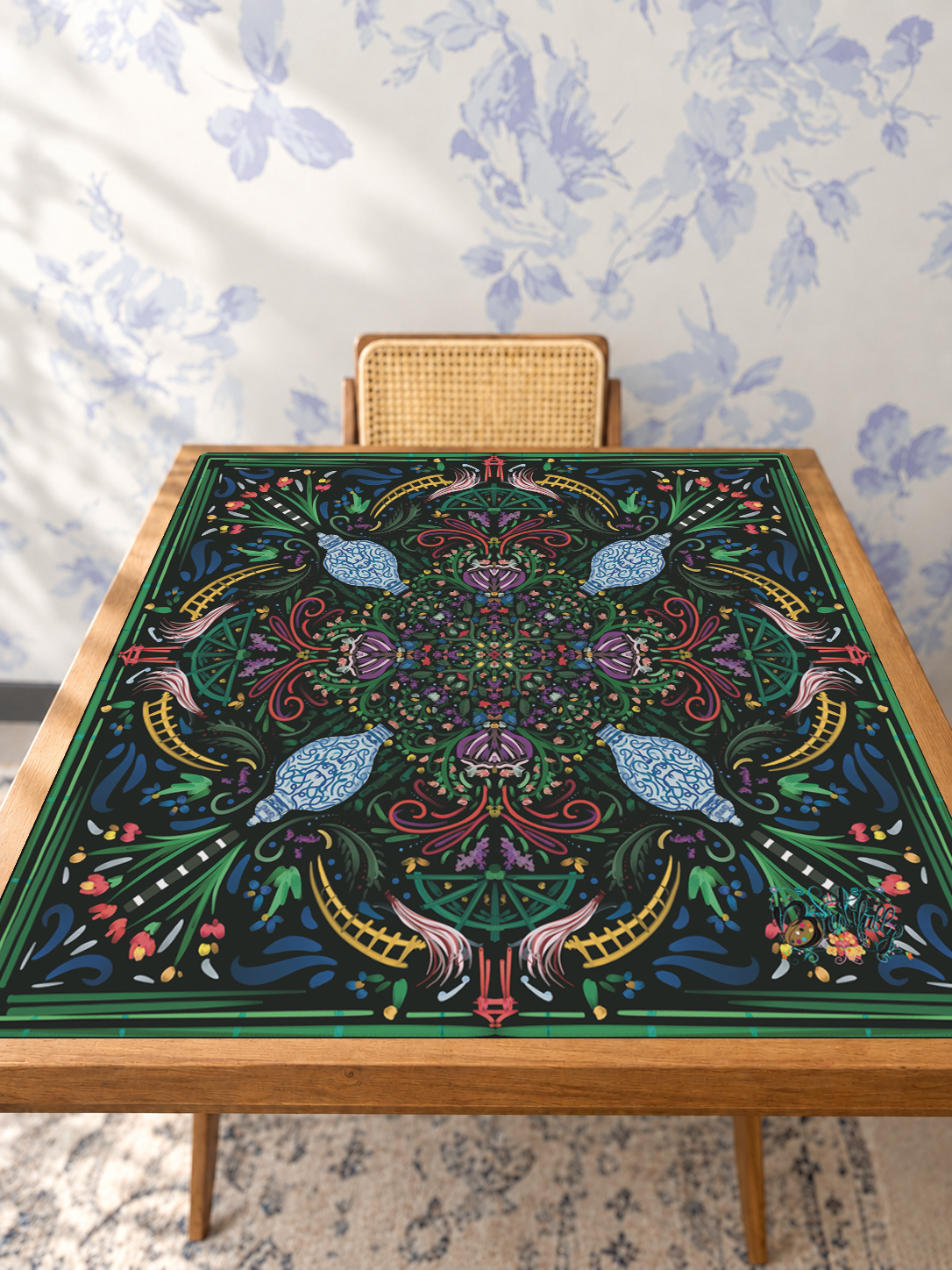 Garden of Good Fortune mahjong mat — Studio Table Angle