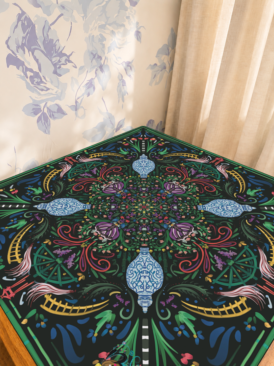Garden of Good Fortune mahjong mat — Sunlit Detail