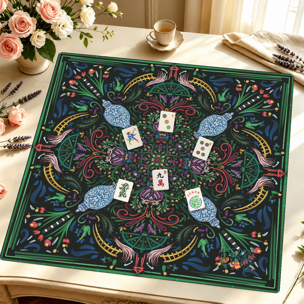 Garden of Good Fortune mahjong mat — Styled Tile Table