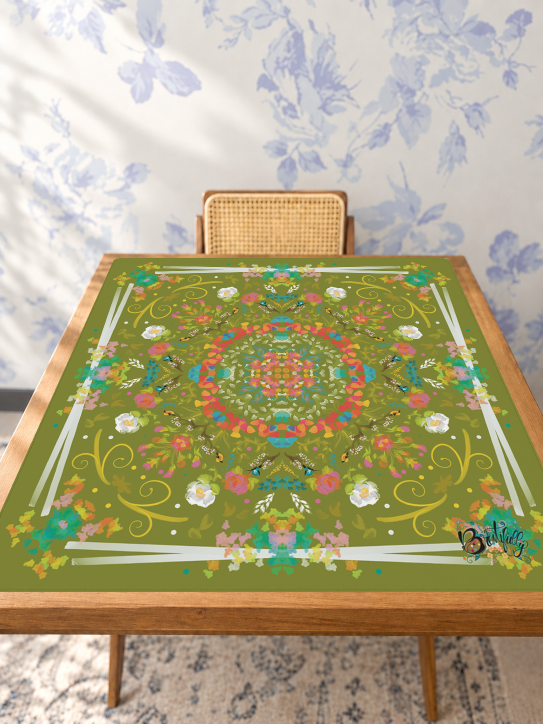 Garden Reverie mahjong mat — Studio Table Angle