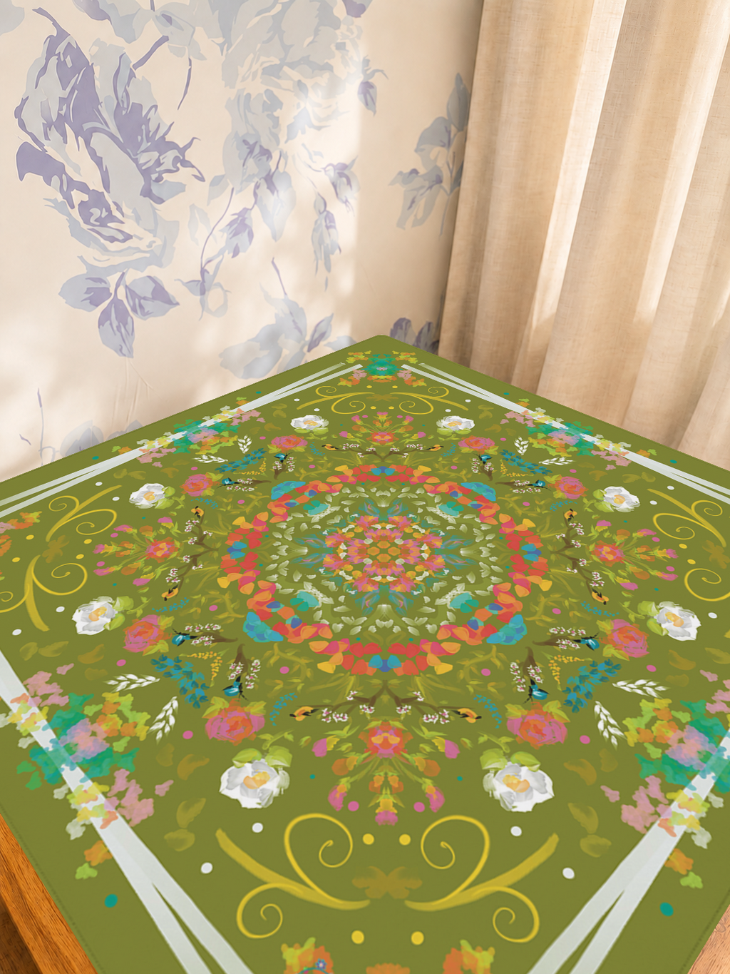 Garden Reverie mahjong mat — Sunlit Detail