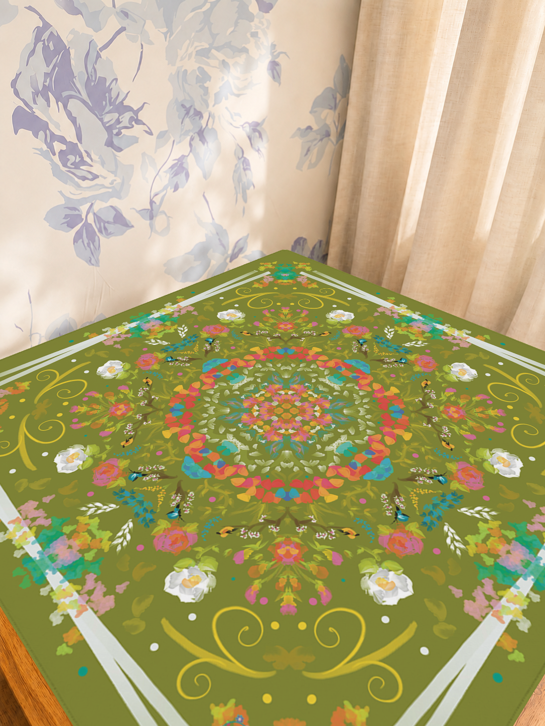 Garden Reverie mahjong mat — Sunlit Detail