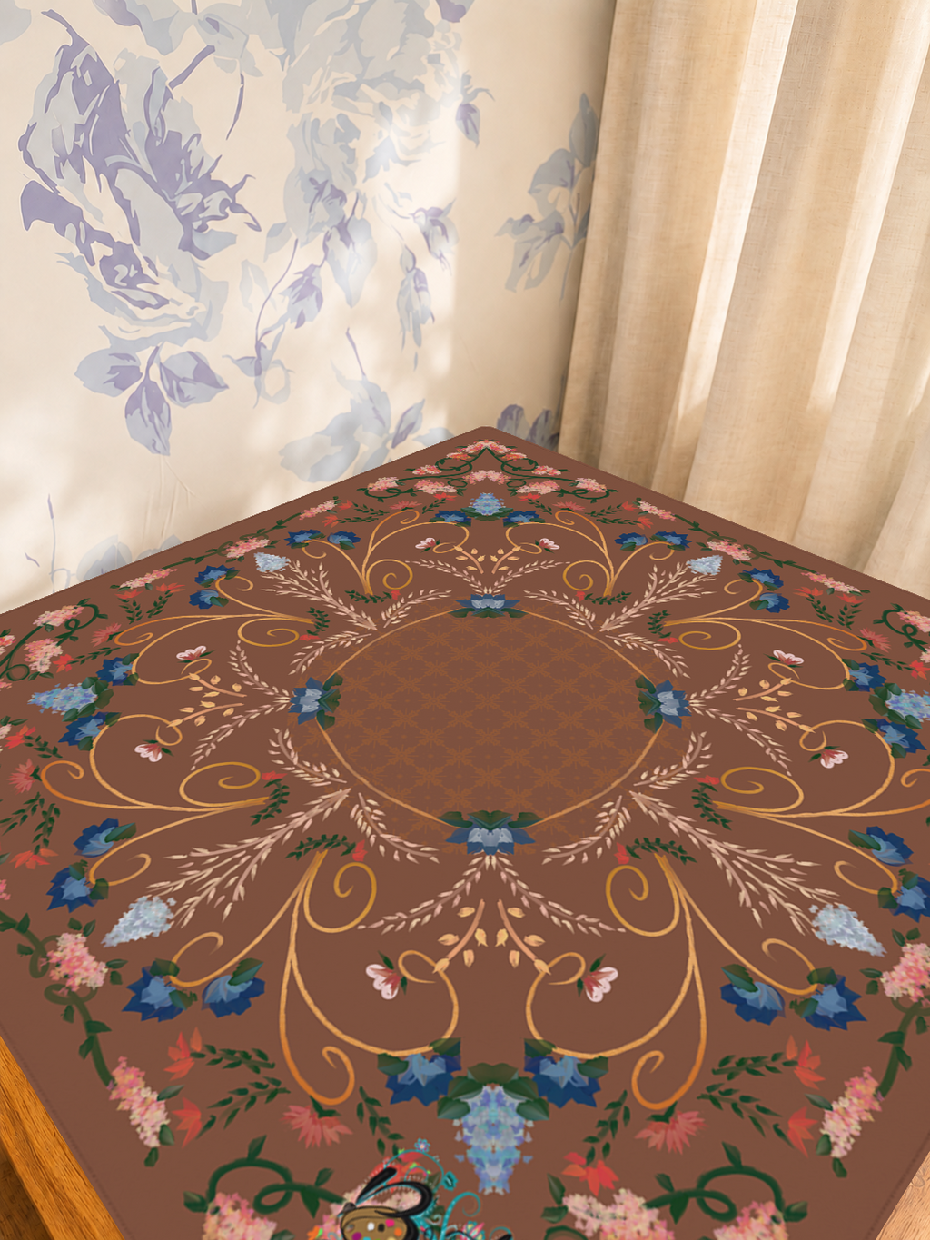 Gilded Bloom Ballroom mahjong mat — Sunlit Detail