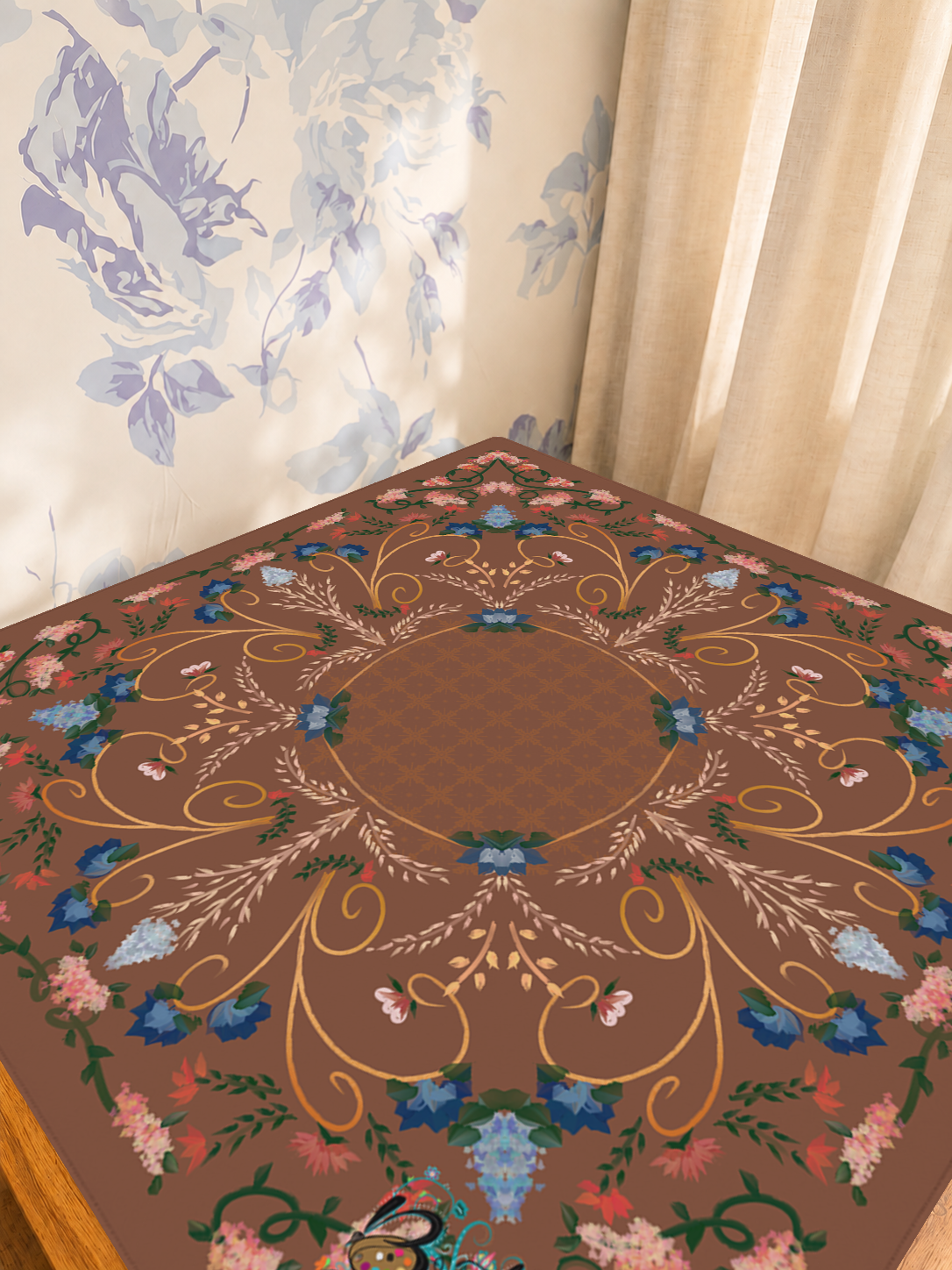Gilded Bloom Ballroom mahjong mat — Sunlit Detail