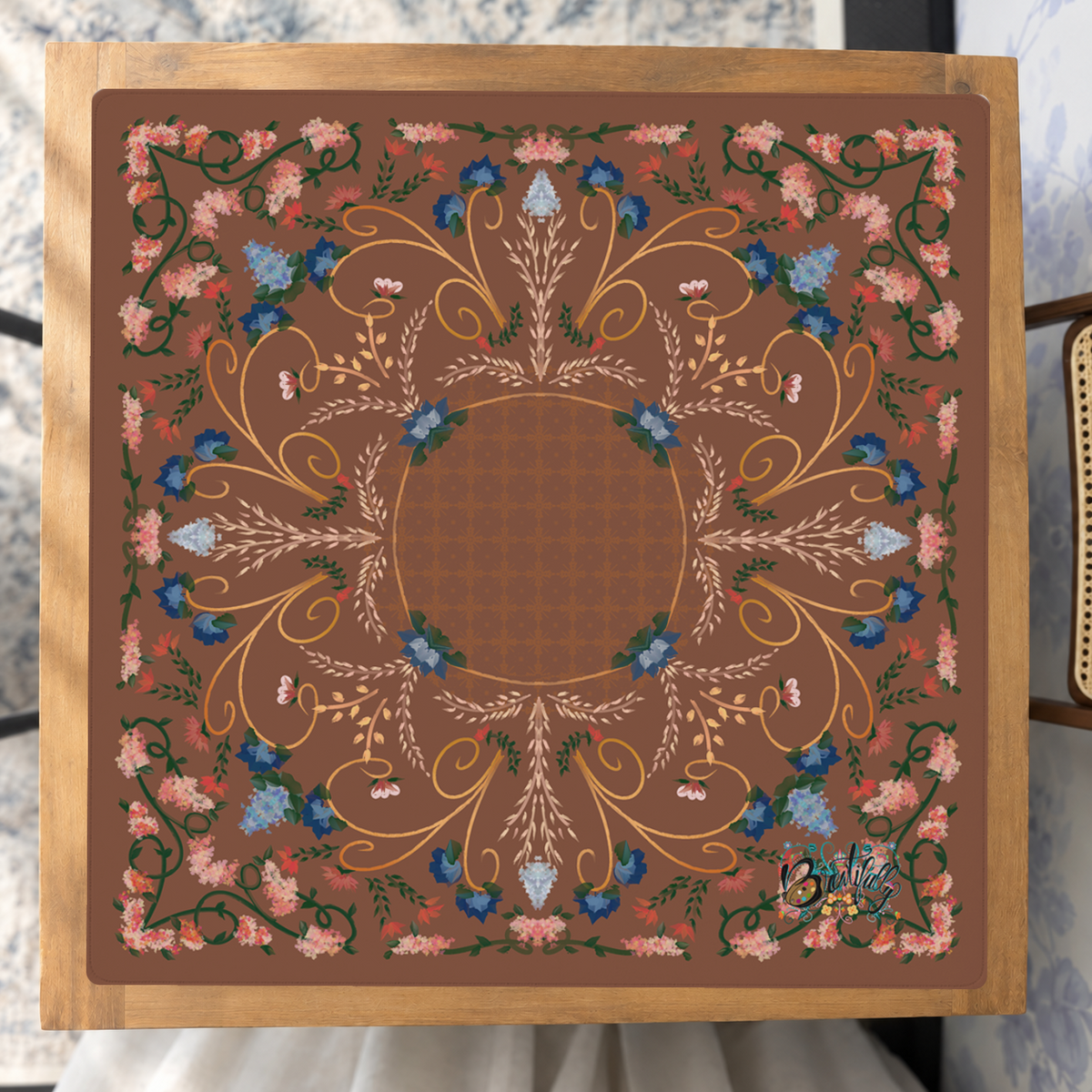 Gilded Bloom Ballroom mahjong mat — Studio Overhead