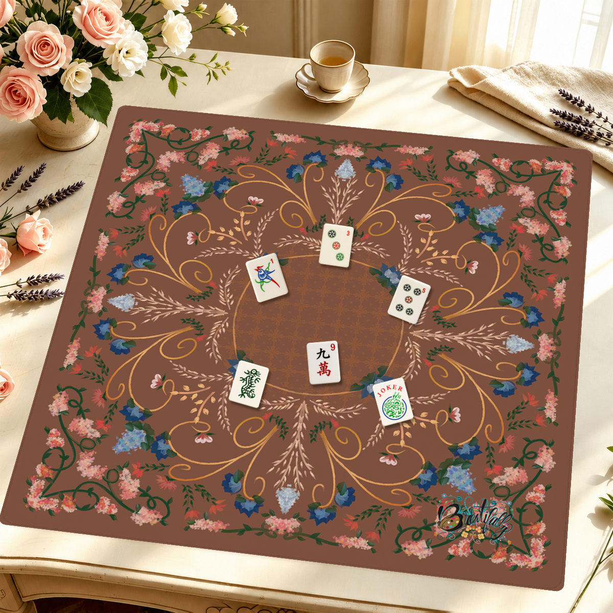 Gilded Bloom Ballroom mahjong mat — Styled Tile Table