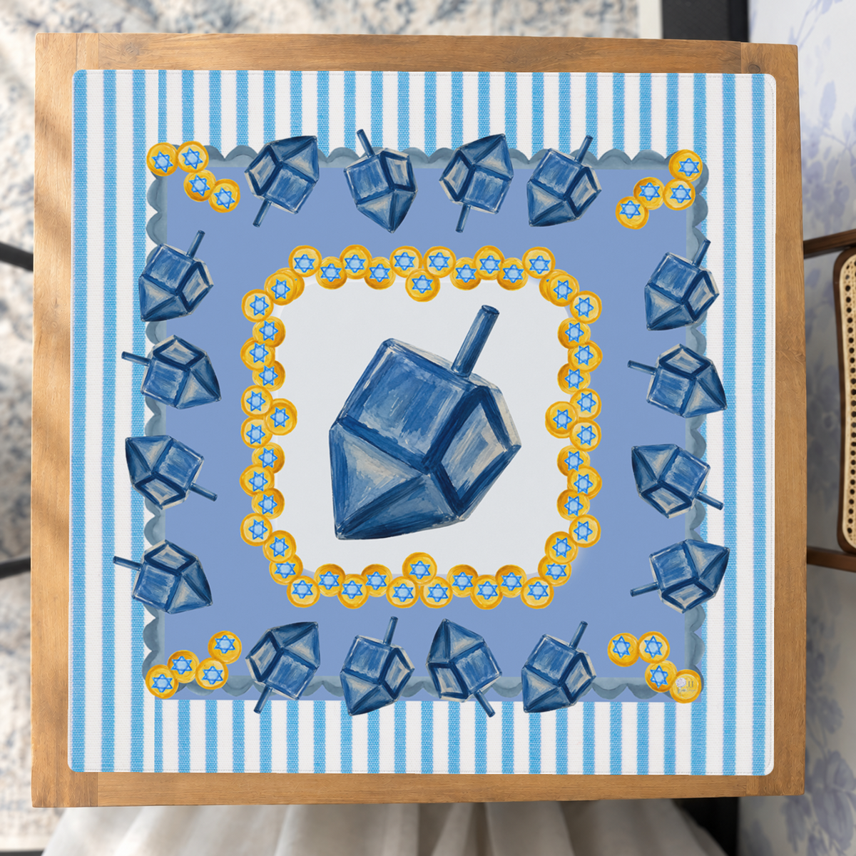 Gilded Dreidel mahjong mat — Studio Overhead