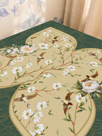 Mahjong by SI™ Golden Aviary Mahjong Mat — Sunlit Close-up [sunlit-closeup-square]