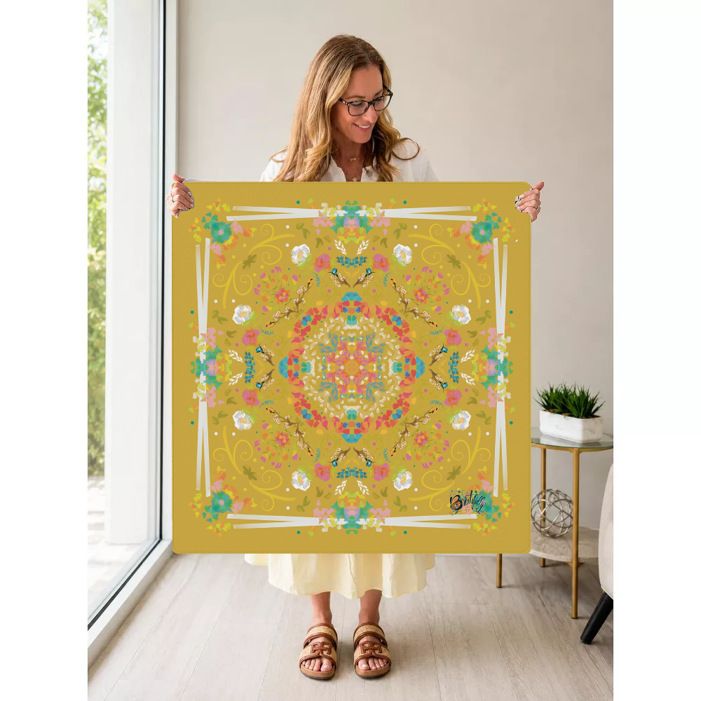 Golden Garden Tapestry mahjong mat — Held Mat Portrait