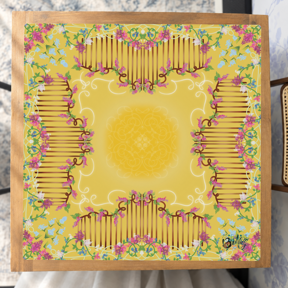 Golden Hour Garden mahjong mat — Studio Overhead