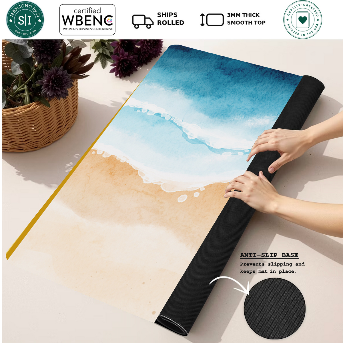 Golden Hour Tide mahjong mat — Rolled Mat Feature Image