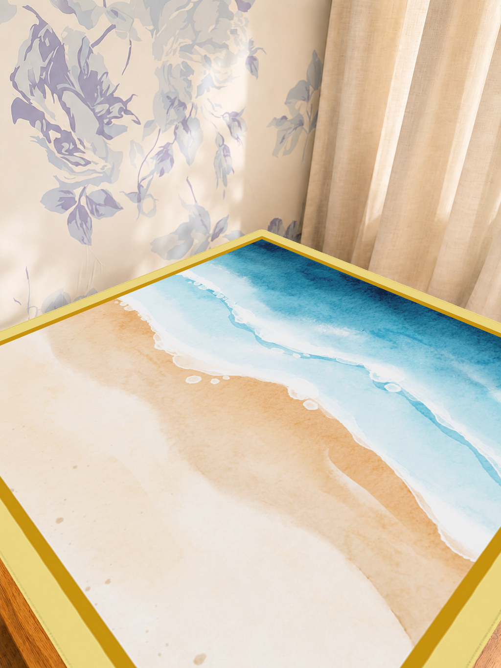 Golden Hour Tide mahjong mat — Sunlit Detail
