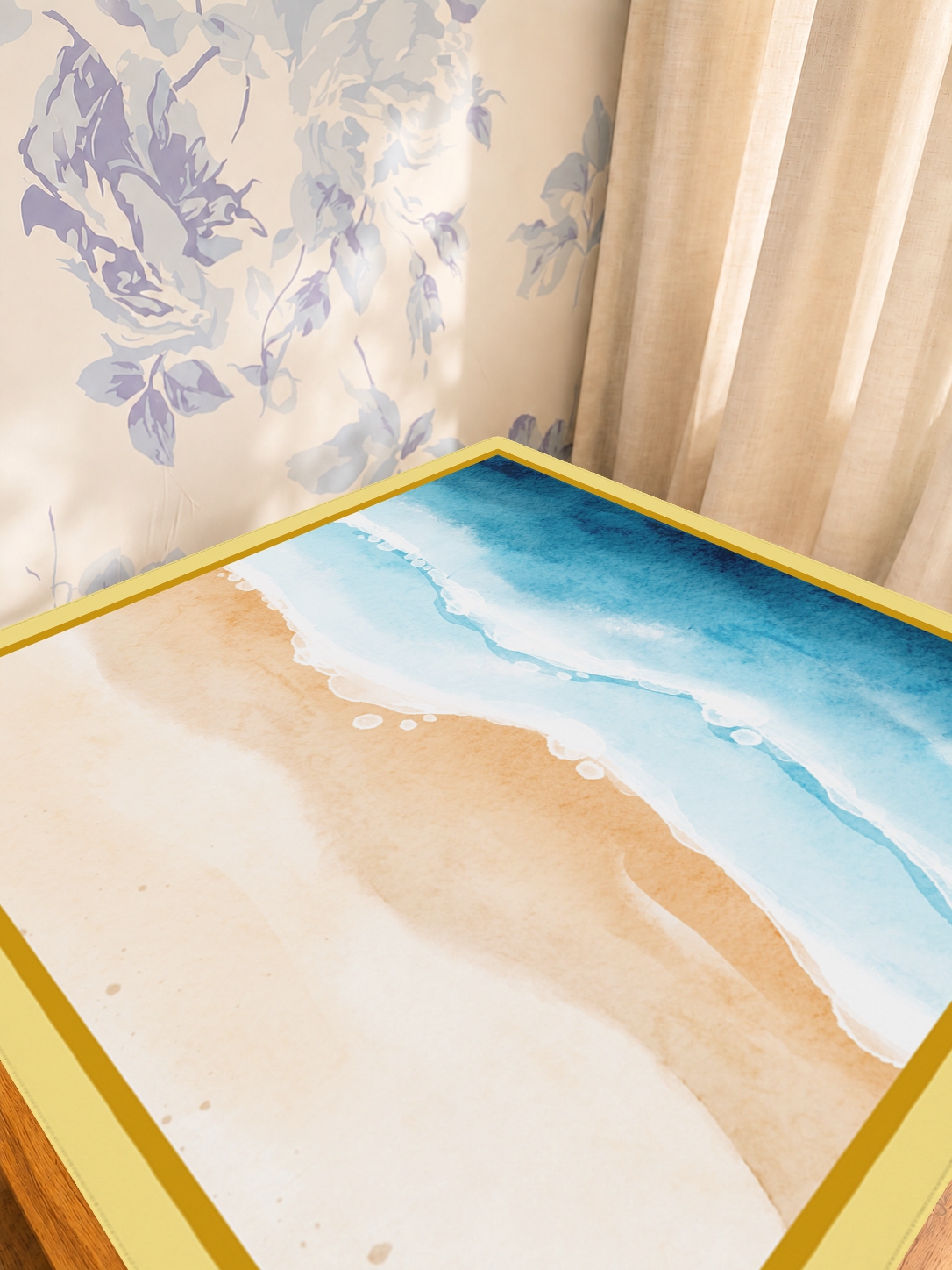 Golden Hour Tide mahjong mat — Sunlit Detail