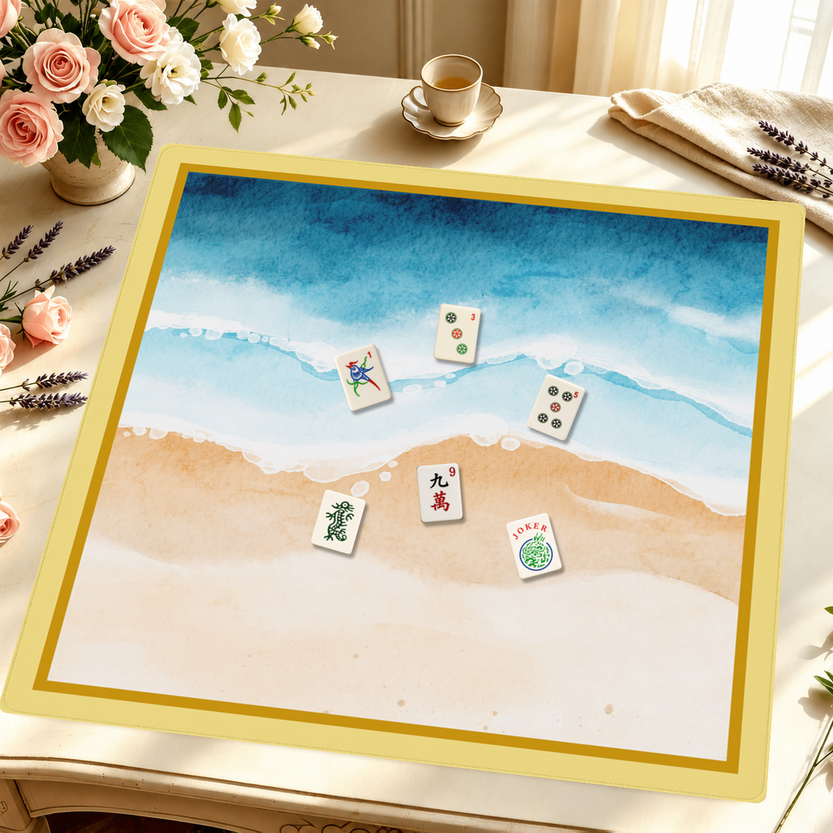 Golden Hour Tide mahjong mat — Styled Tile Table