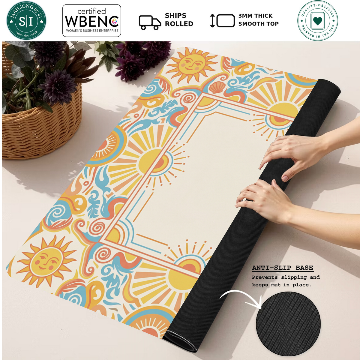 Good Day Sunshine mahjong mat — Rolled Mat Feature Image