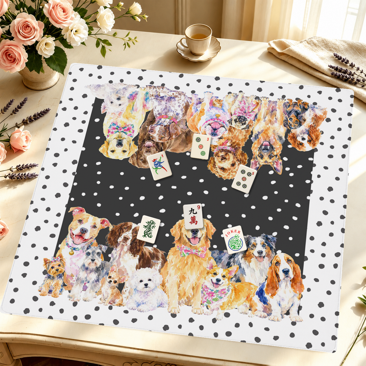 Good Dog Club mahjong mat — Styled Tile Table