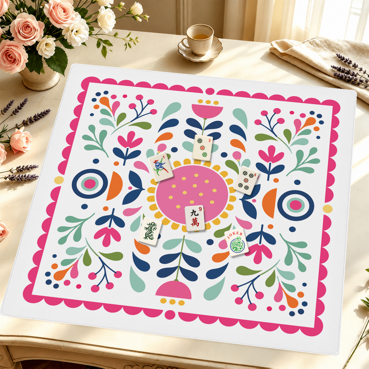 Good Vibes Only mahjong mat — Styled Tile Table