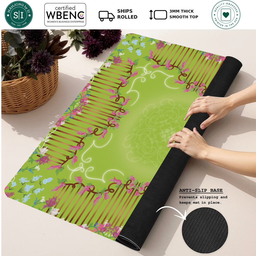 Grape Escape Garden mahjong mat — Rolled Mat Feature Image