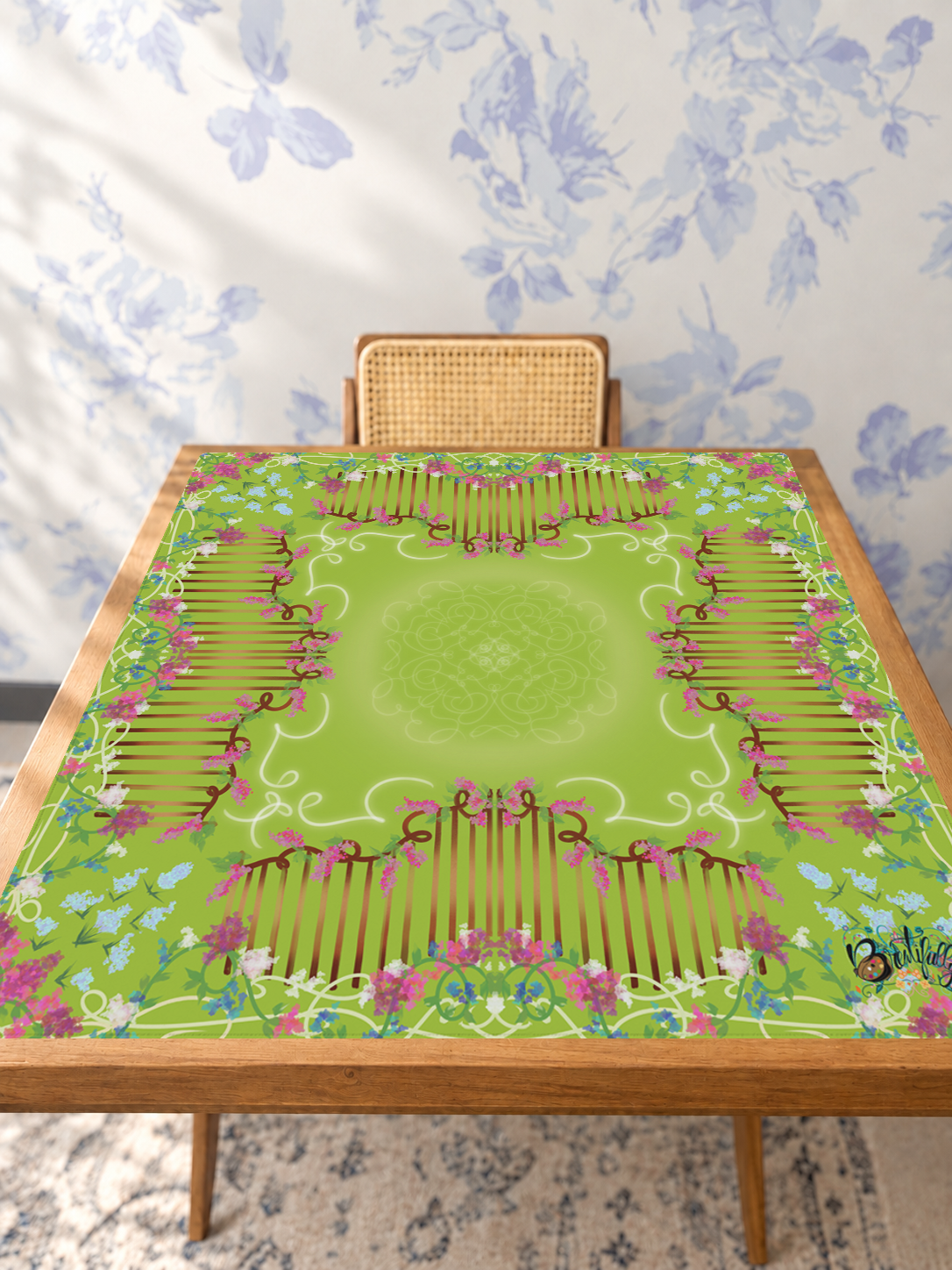 Grape Escape Garden mahjong mat — Studio Table Angle