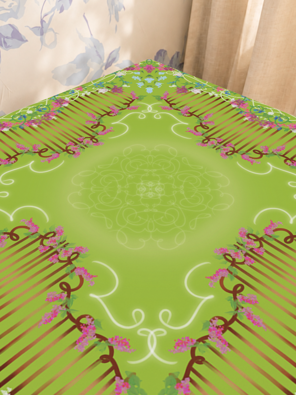 Grape Escape Garden mahjong mat — Sunlit Close-up