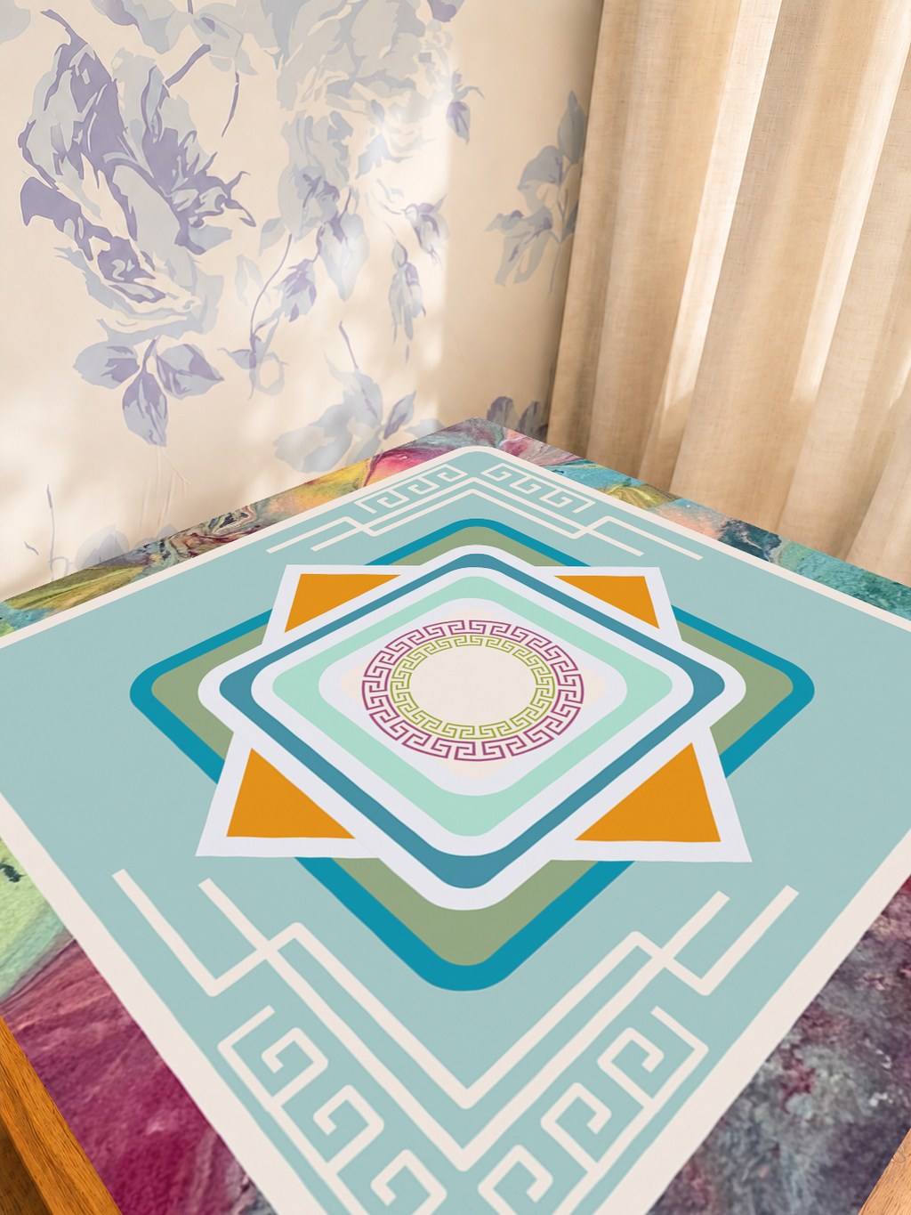 Greek to Meet You mahjong mat — Sunlit Detail