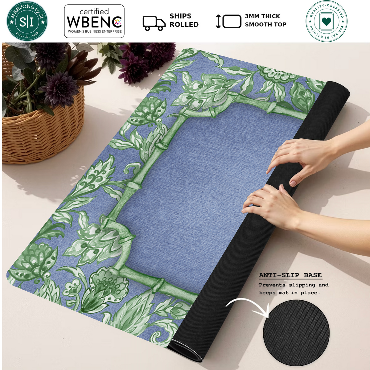 Green Bamboo Gardenni mahjong mat — Rolled Mat Feature Image
