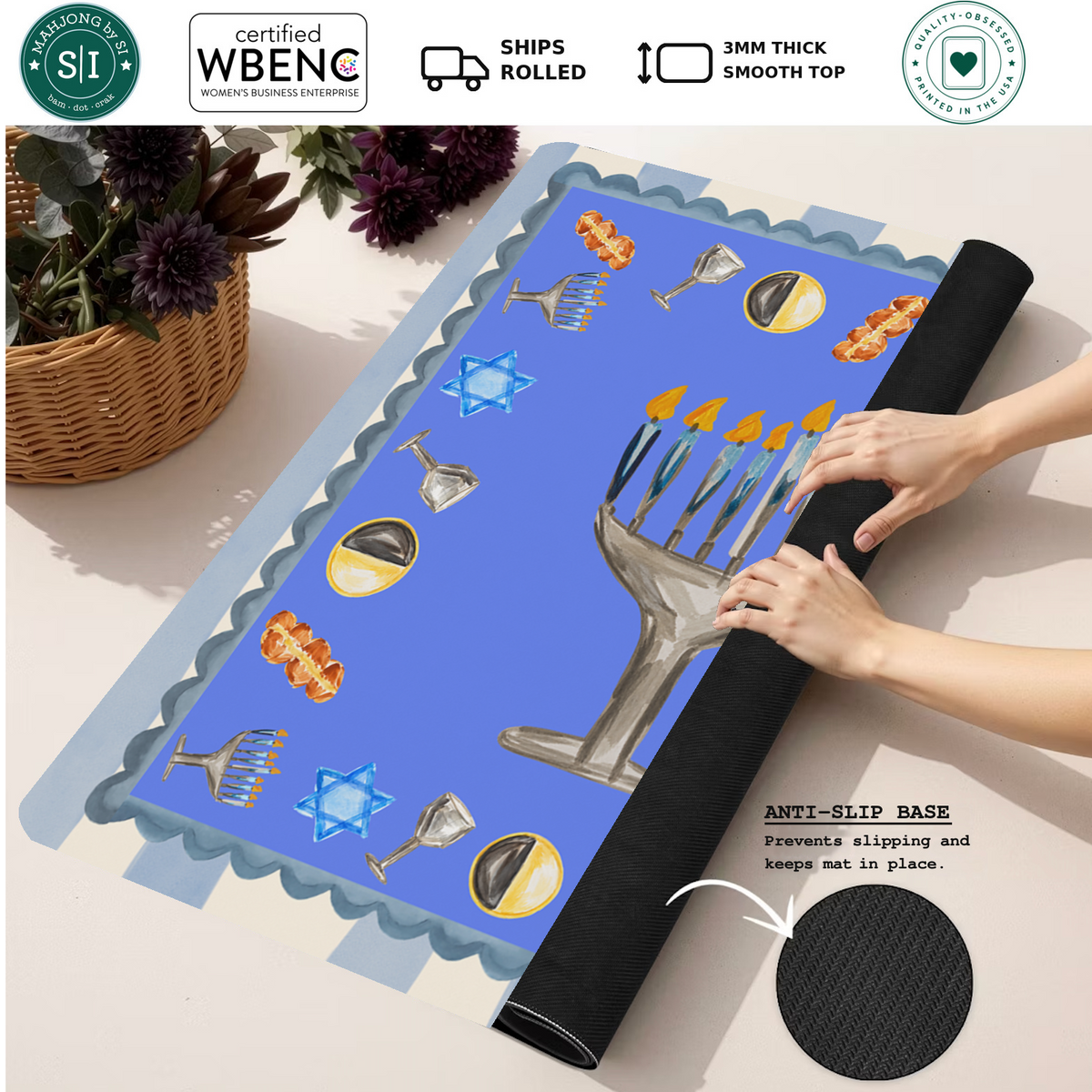 Hanukkah House mahjong mat — Rolled Mat Feature Image