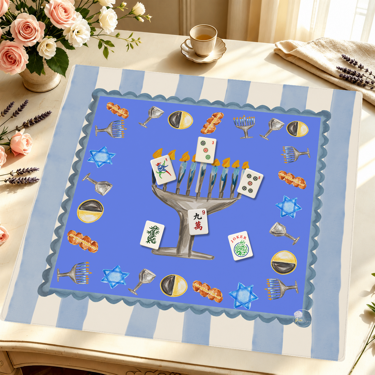 Hanukkah House mahjong mat — Styled Tile Table