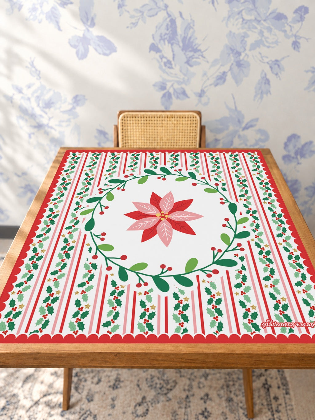 Happy Holly Days Mahjong Mat — Studio Table Angle [studio-angle-square]