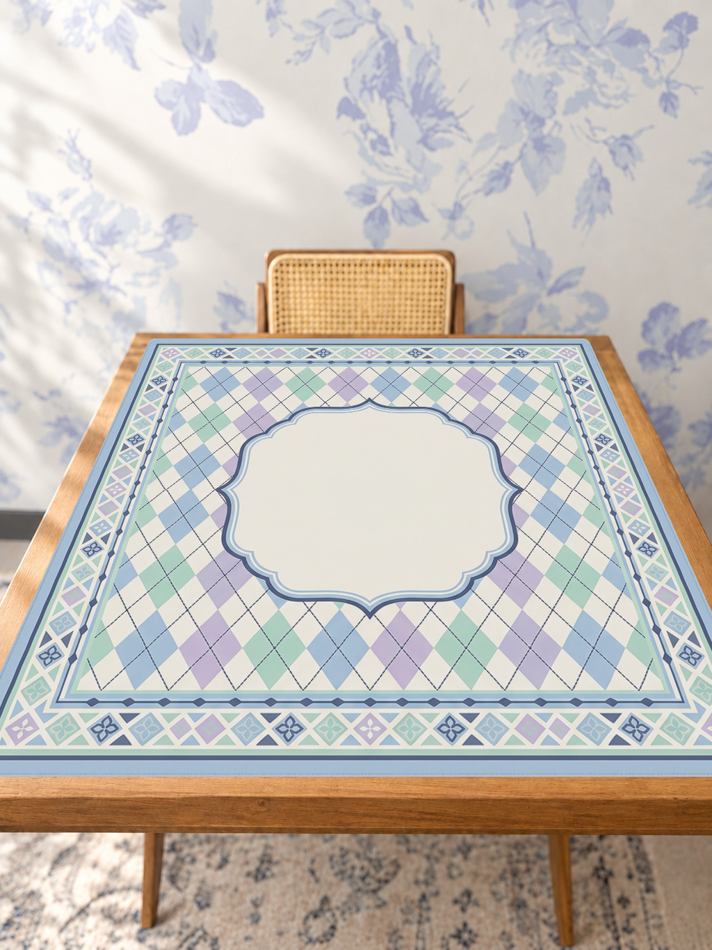 Harlequin Daydream mahjong mat — Studio Table Angle