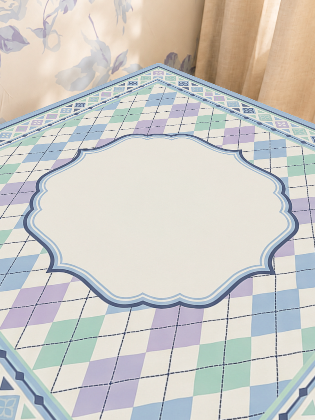 Harlequin Daydream mahjong mat — Sunlit Close-up