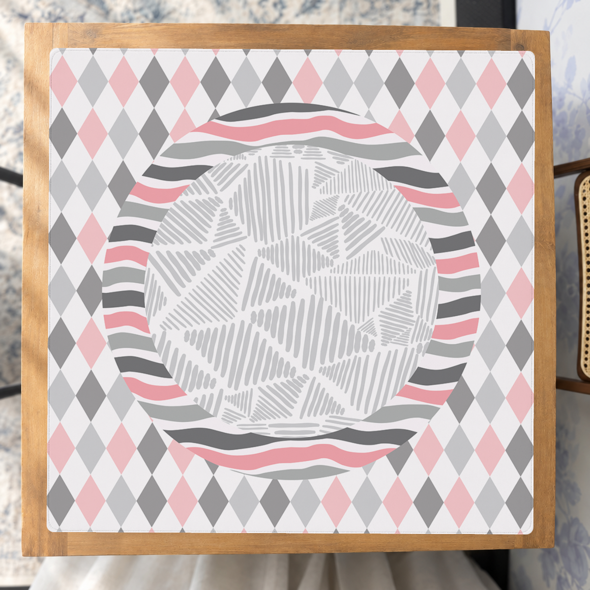 Harlequin Hearts mahjong mat — Studio Overhead