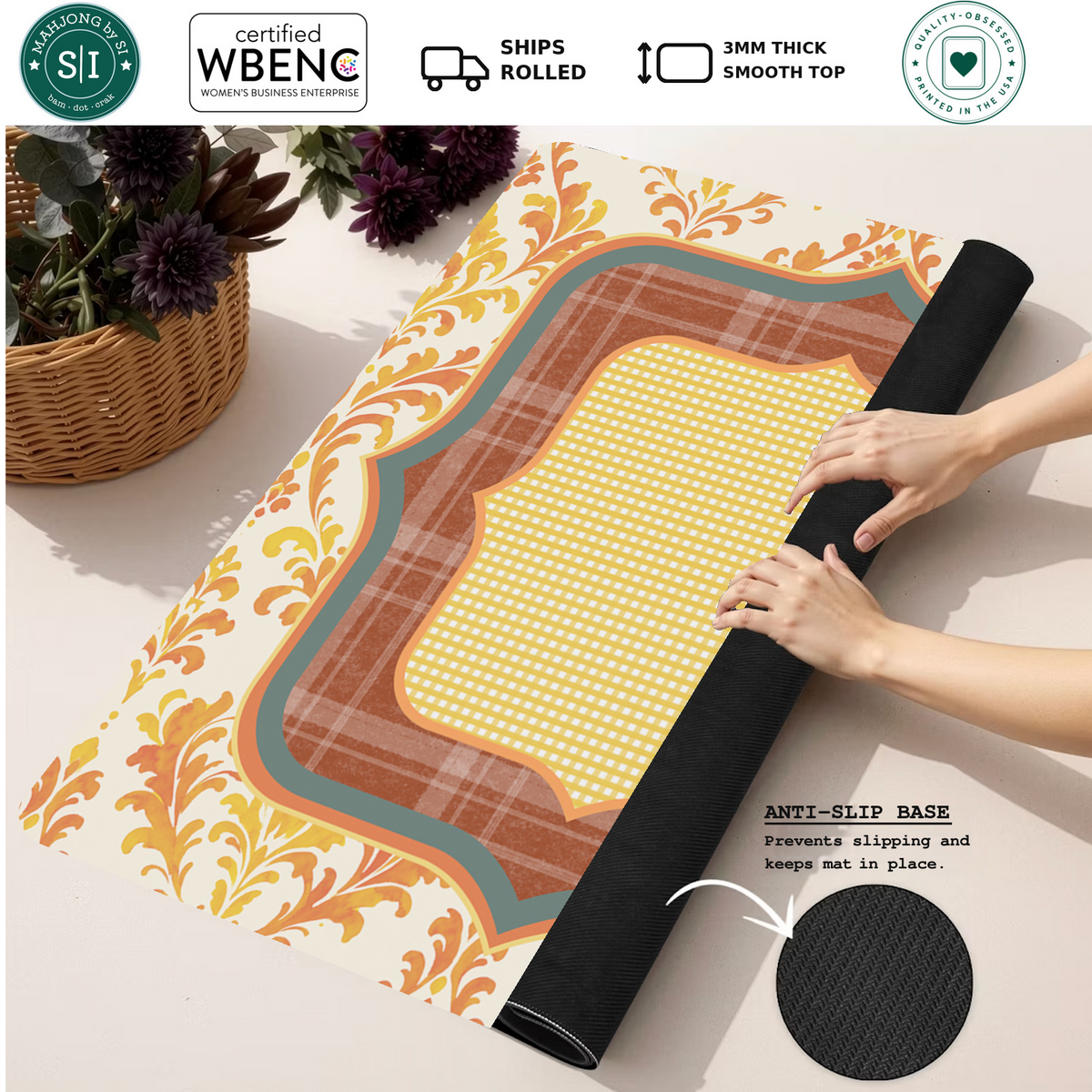 Harvest Hoedown mahjong mat — Rolled Mat Feature Image