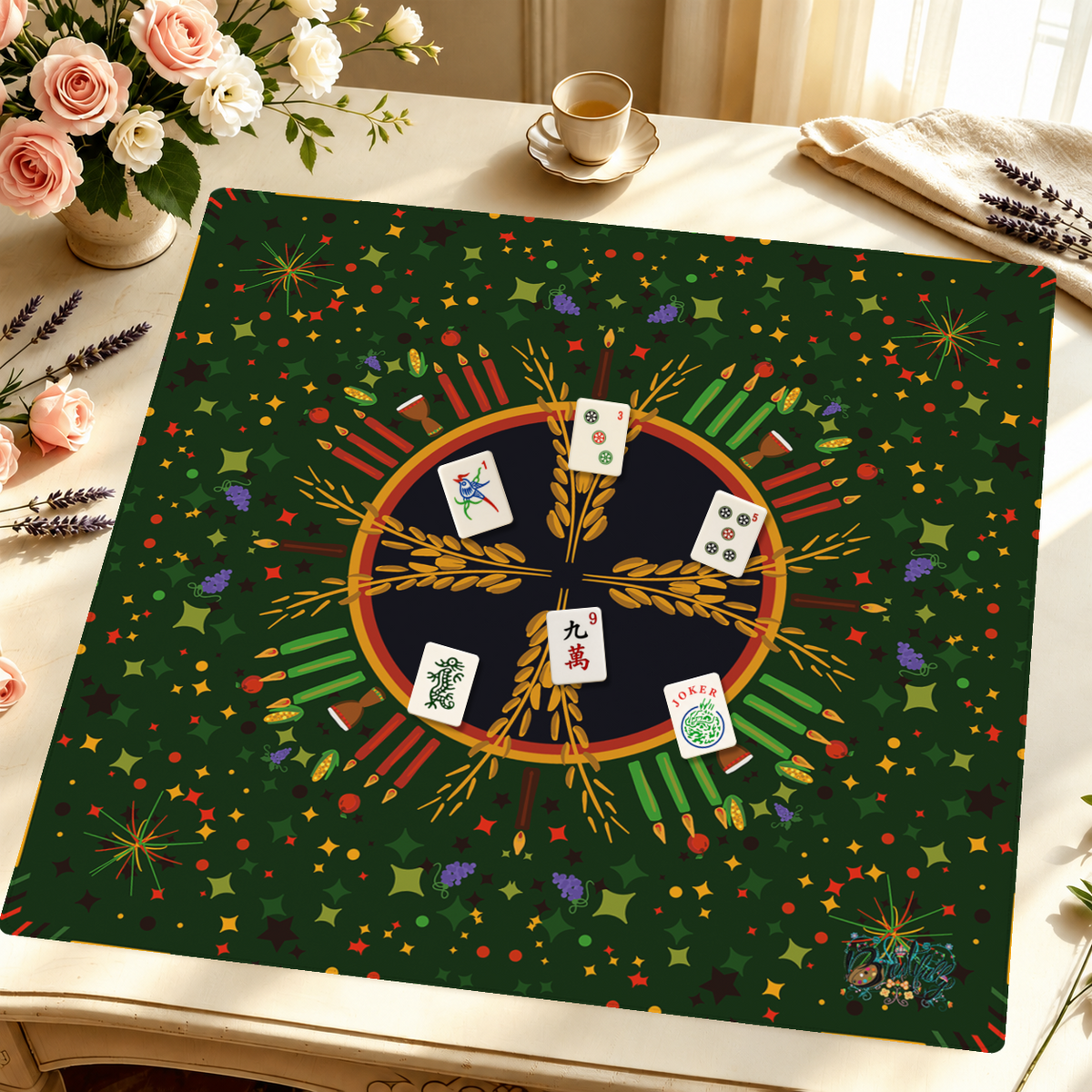 Harvest Moon Rising mahjong mat — Styled Tile Table
