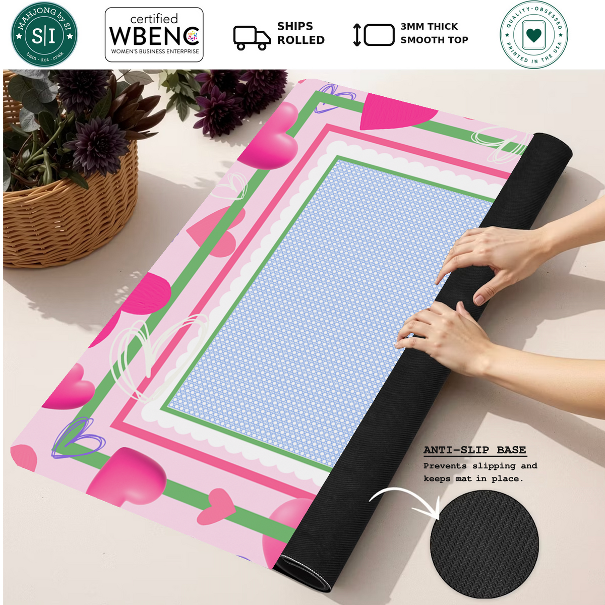 Heart and Soul Mate mahjong mat — Rolled Mat Feature Image
