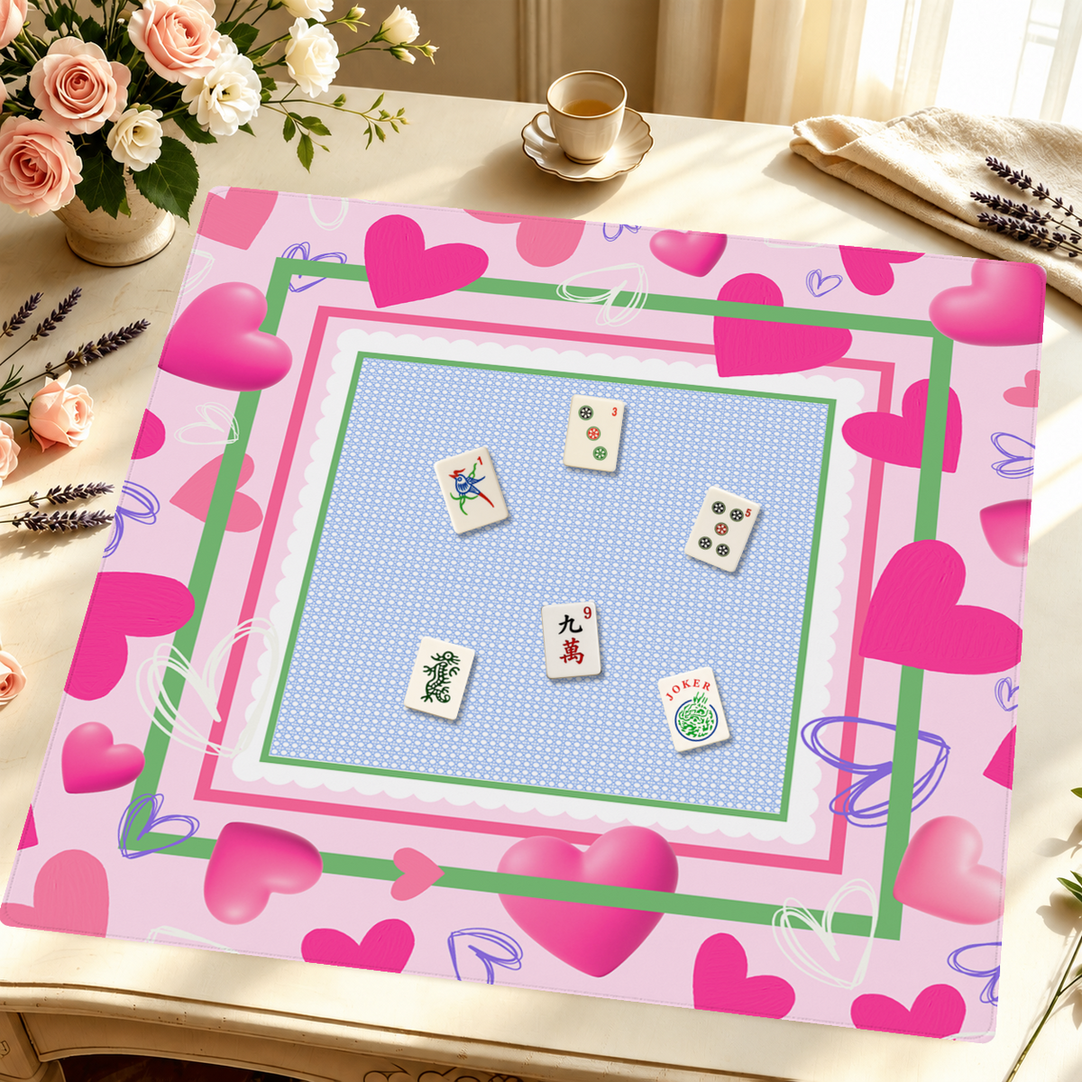 Heart and Soul Mate mahjong mat — Styled Tile Table
