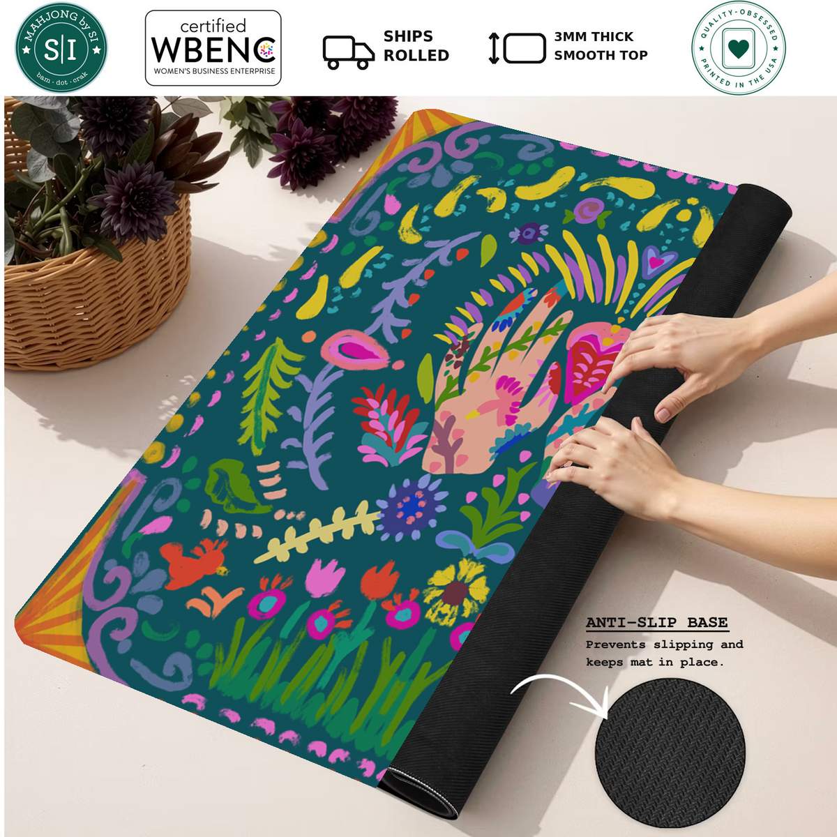 Heart in Full Bloom mahjong mat — Rolled Mat Feature Image