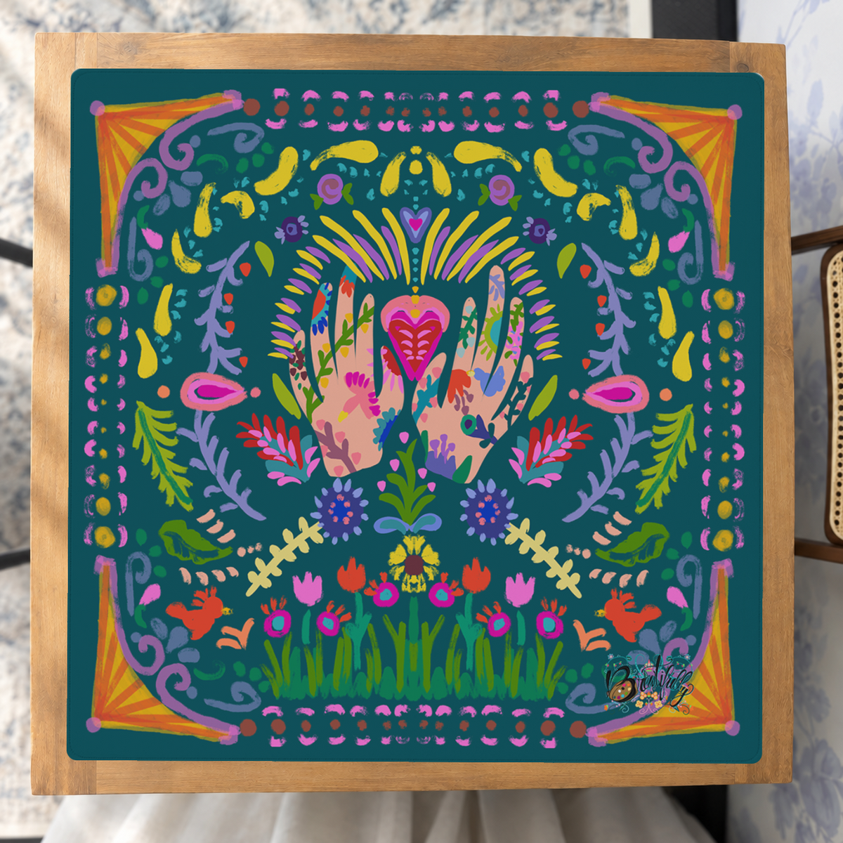 Heart in Full Bloom mahjong mat — Studio Overhead
