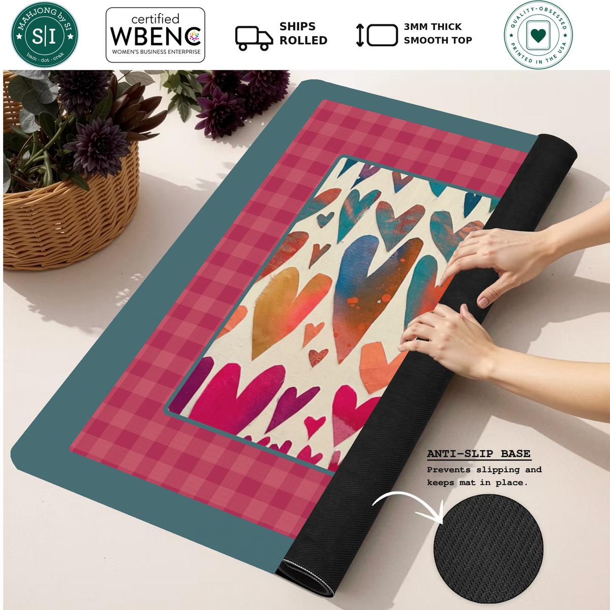 Heart of the Game mahjong mat — Rolled Mat Feature Image