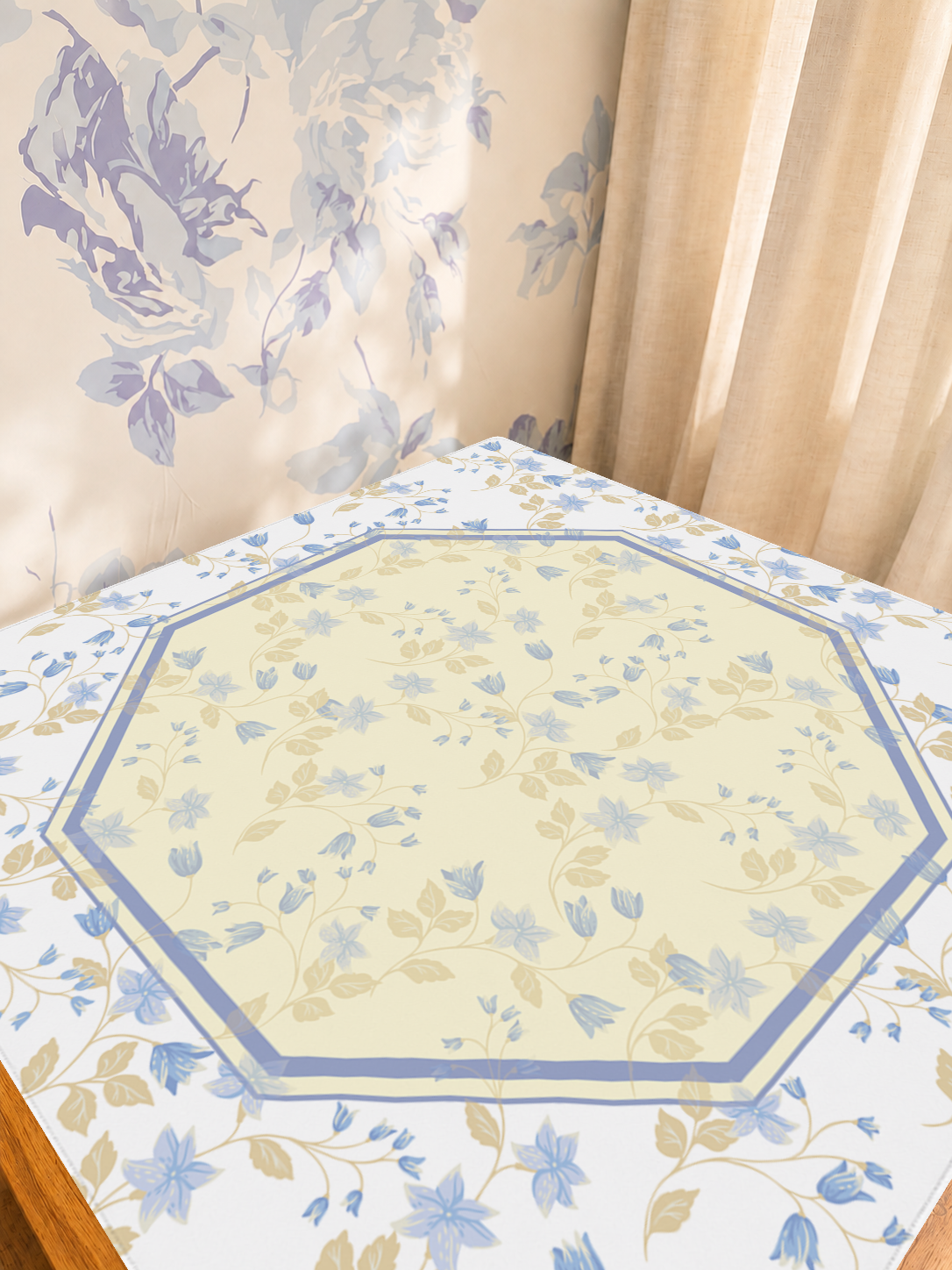 Heirloom Bloom | Blue mahjong mat — Sunlit Detail