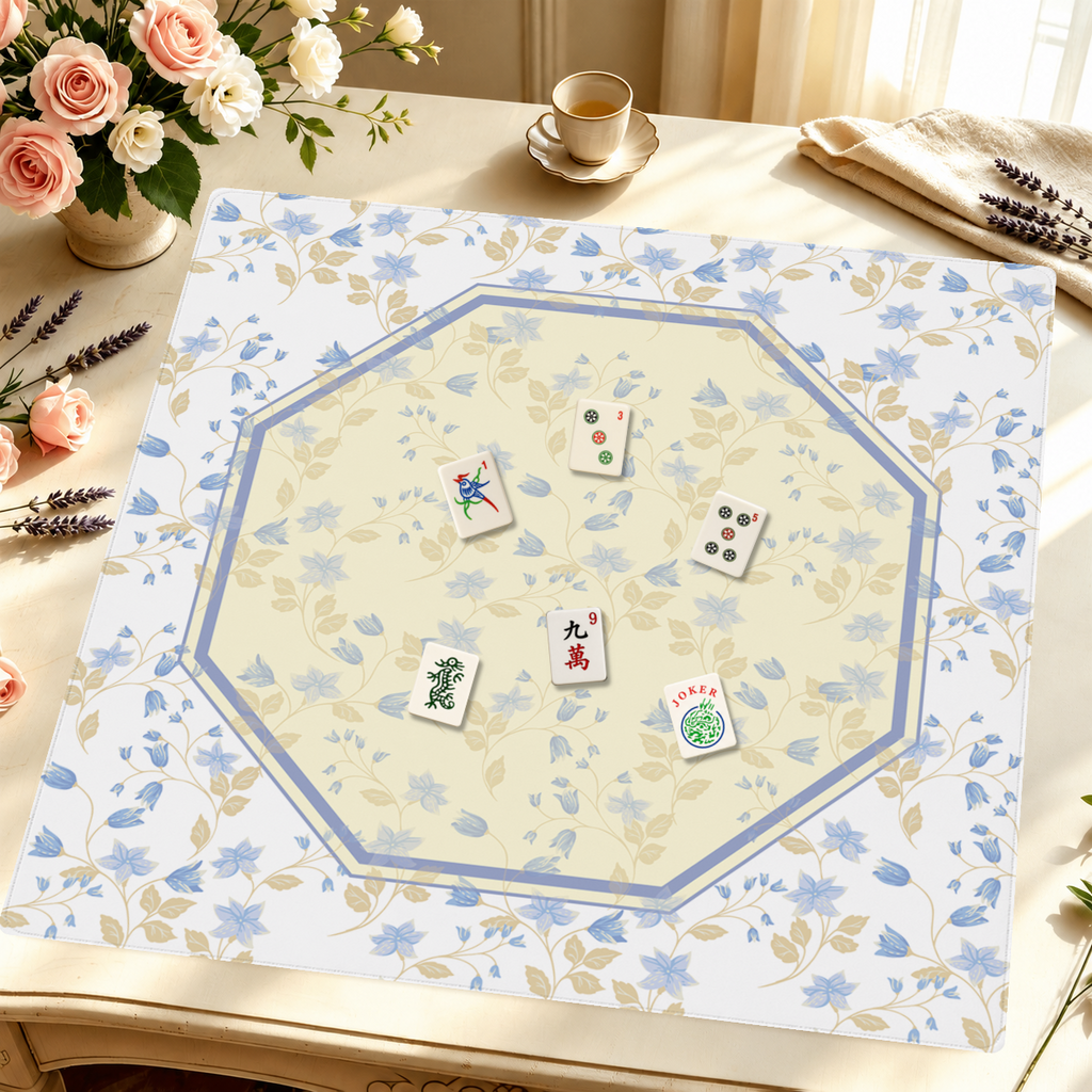 Heirloom Bloom | Blue mahjong mat — Styled Tile Table