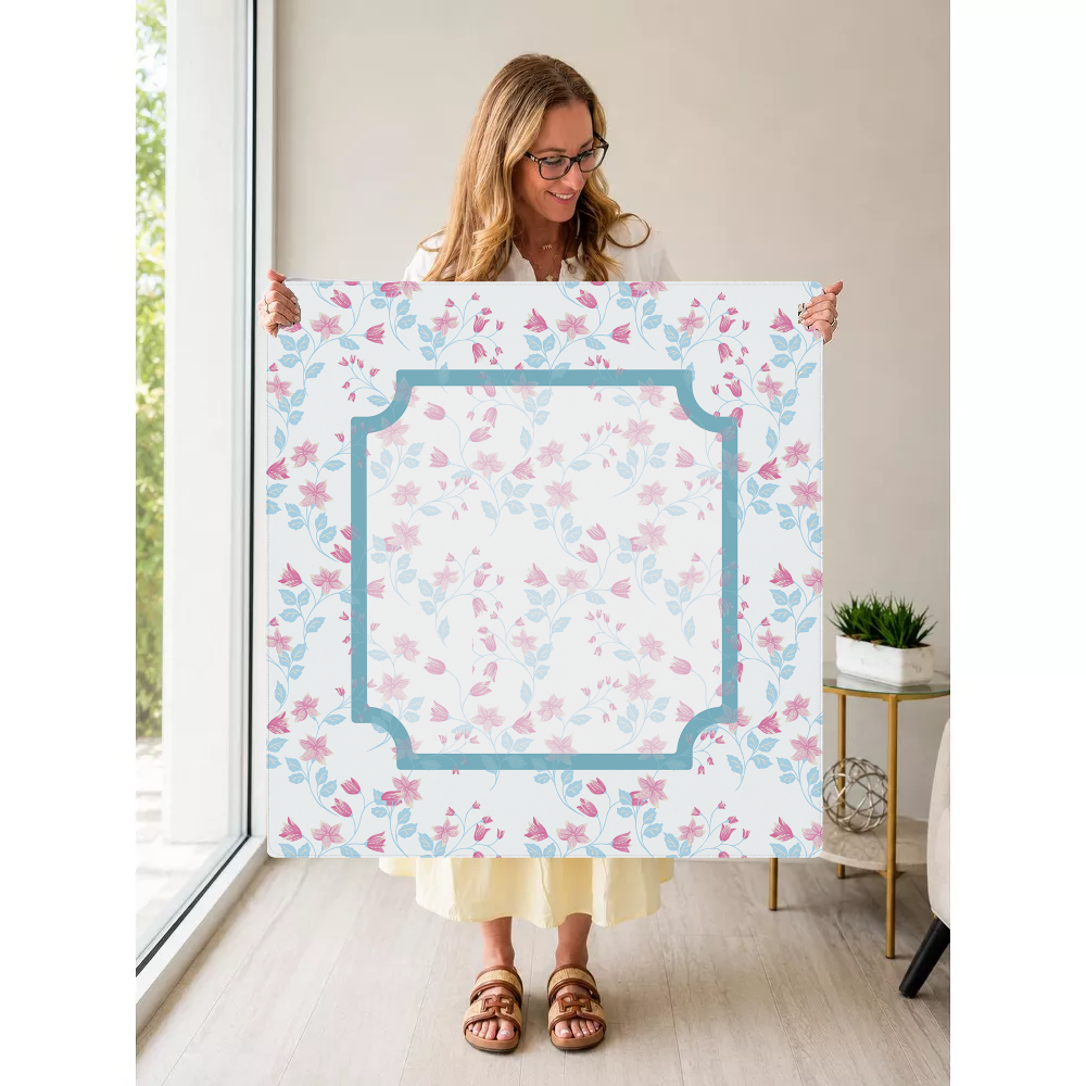 Heirloom Bloom | Pink mahjong mat — Held Mat Portrait