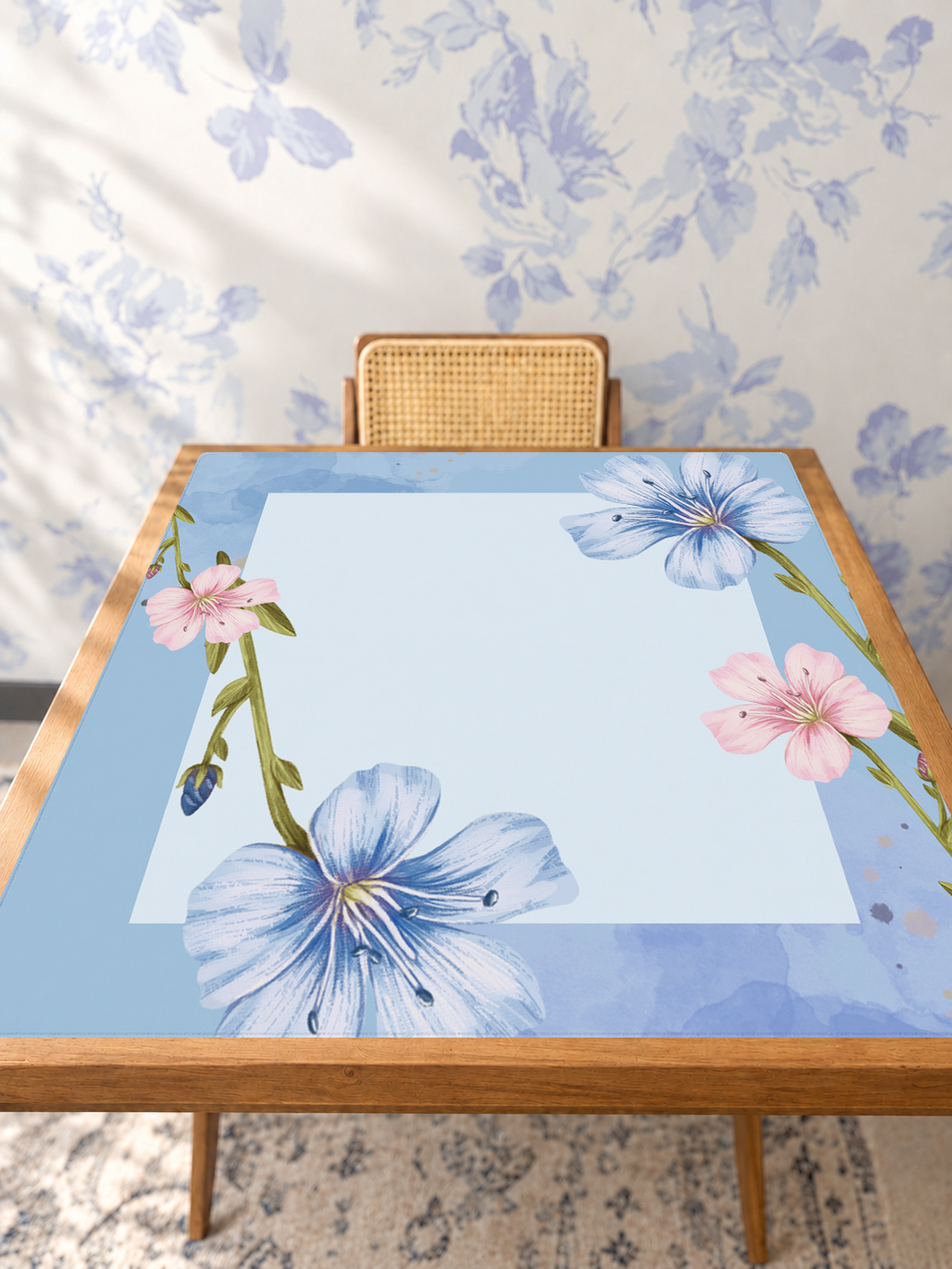 Hello Gorgeous |  Blue mahjong mat — Studio Table Angle