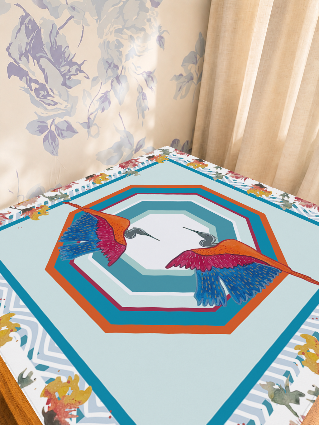 Heron Say Never mahjong mat — Sunlit Detail
